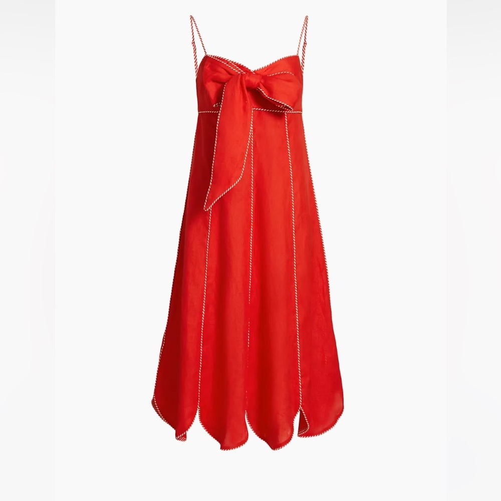 NEW Farm Rio Bow Linen Midi-Dress PRICE FIRM